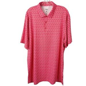 1764 Signature Polo Shirt Mens XL Red Gear Up Golf Bicycle Print Stretch